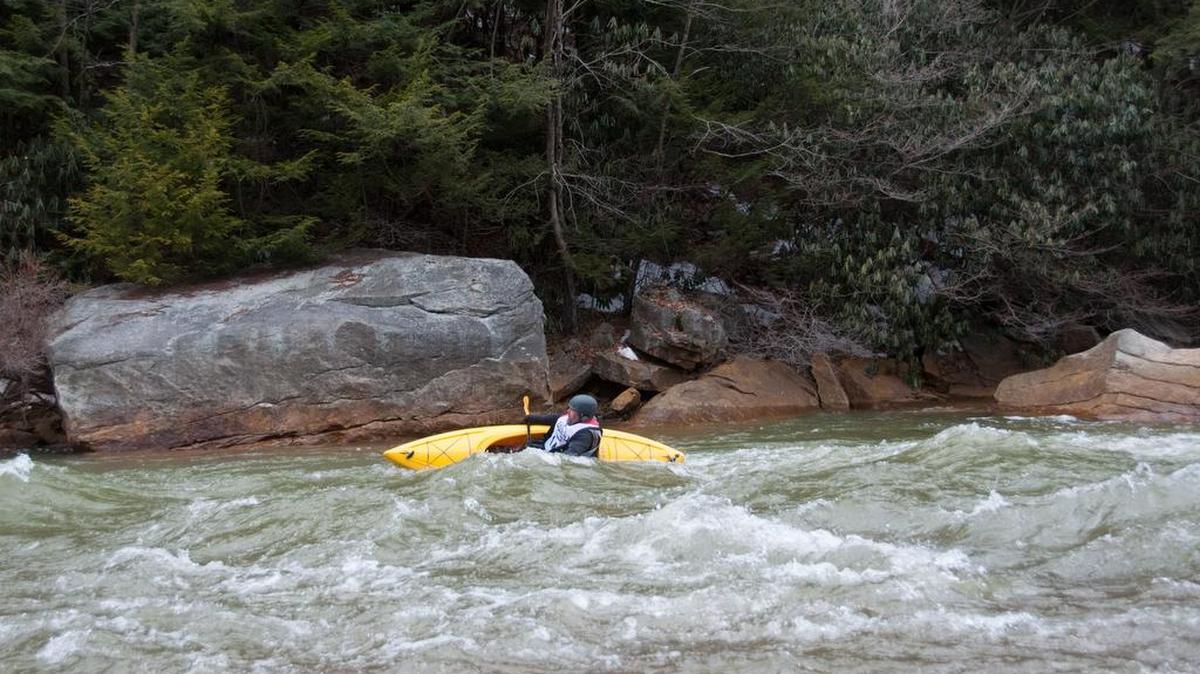 A paddler starts to overturn near Chicko’s Rock.
