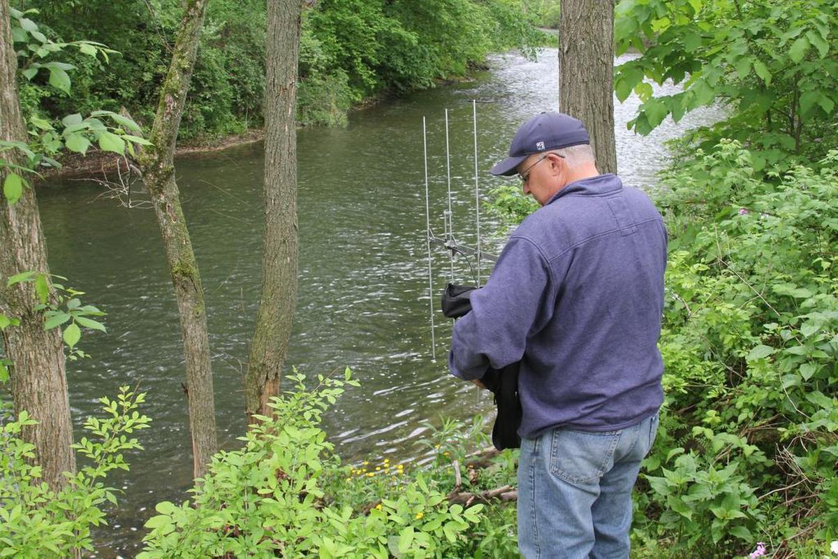 Dennis Johnson tracks trout during the first Little Juniata River Trout Movement Study.