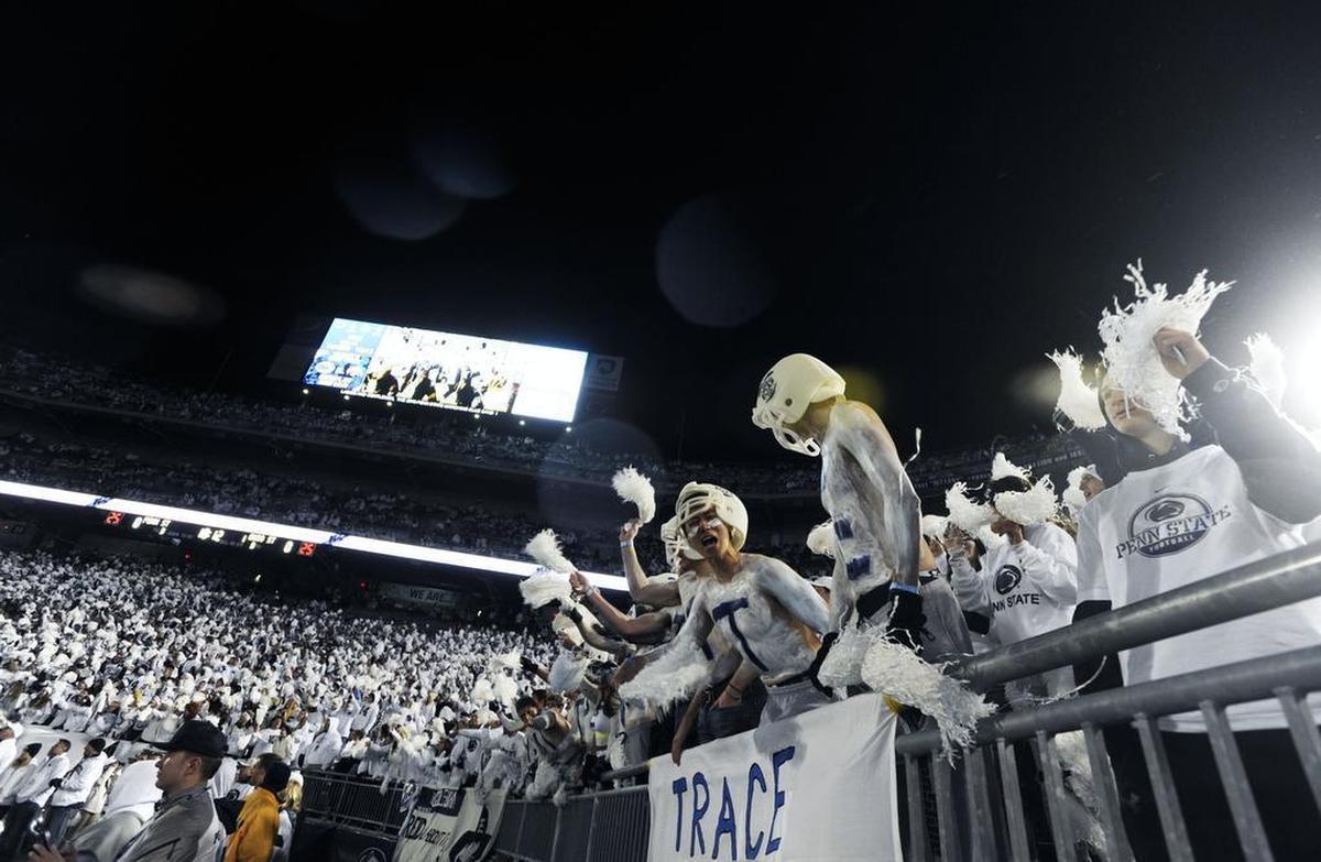Penn State students cheer on the team during the white out game Saturday, Oct 22, 2016 at Beaver Stadium.