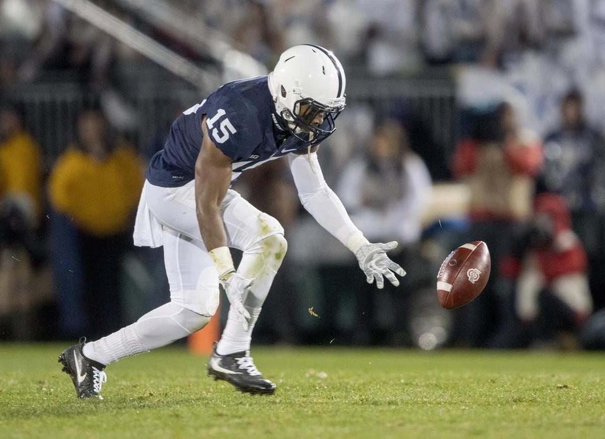 Penn State’s Grant Haley recovers a blocked field goal and returns it 60 yards for the game-winning touchdown during the Nittany Lions’ 24-21 upset of No. 2 Ohio Stat on Saturday at Beaver Stadium.